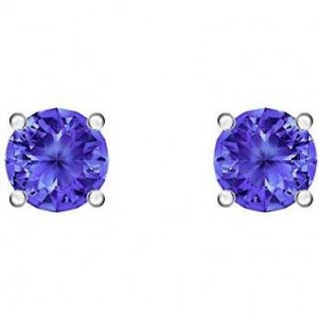 Swarovski Pendientes de botón Attract, de Mujer, azul, Baño de Rodio