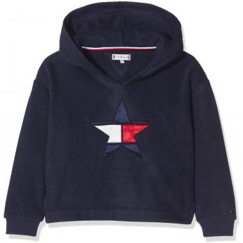 Tommy Hilfiger Polar Fleece Hoodie, Capucha para Niñas, Azul