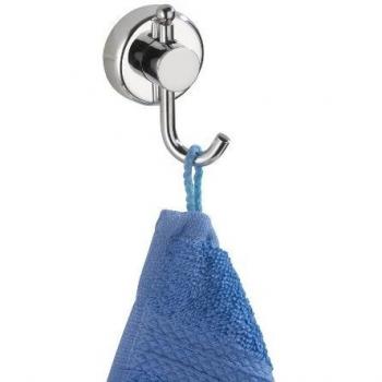 WENKO Power-Loc percha Uno Sion - fijar sin taladrar, Acero, 4.2 x 7.4 x 4.5 cm, Cromo