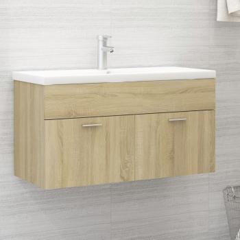 Mueble con lavabo de aglomerado y madera de ingeniería en color roble Sonoma