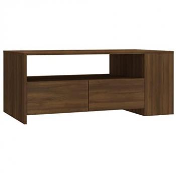 Mesa de centro de madera de ingeniería marrón roble 102x55x42 cm
