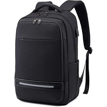 Vodlbov Mochila para Ordenador Portátil Impermeable Antirrobo Unisex 17 Pulgadas, Mochila Hombre de Gran Capacidad con Puerto USB para Estudio, Viajes, Trabajo, Ocio o Actividades al Aire Libre Negro