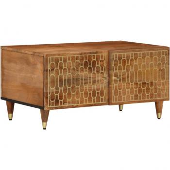 Mesa de centro de madera maciza de mango 80x50x40 cm Marrón