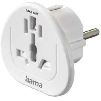 Adaptador de Enchufe Universal Hama Tipo E y F, 3 Polos, Blanco