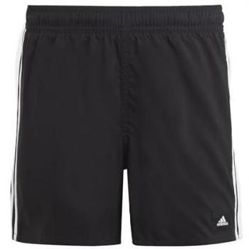Bañador corto adidas 3S negro mate blanco para niño