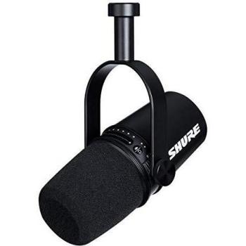Shure MV7 USB Podcast Microphone for Podcasting, Recording, Live Streaming & Gaming, Built-in Headphone Output, All Metal USB/XLR Dynamic Mic, Voice-Isolating Technology, TeamSpeak Certified - Black