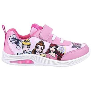 Zapatillas Rosa Niña Princesas con Tira de Velcro y Luces LED - Licencia Oficial Disney