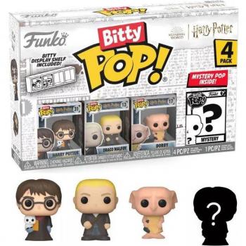 Funko Bitty Pop! Harry Potter 4-Pack - Includes Harry in Robe with Scarf, Draco Malfoy, Dobby, and Mystery Figure