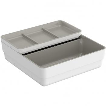 Bath+ by Cosmic B-Smart Complementos Container Doble con Tapa, Blanco y Gris