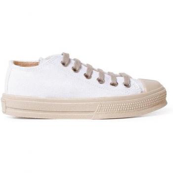 Zapatillas de lona para niños con puntera y cordones color blanco
