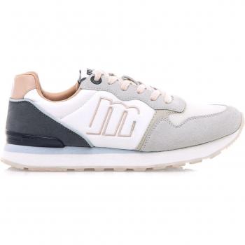 Zapatillas deportivas de mujer Mustang estilo running con diferentes texturas, MTNG 60441 C56410 LAINY BLANCO - LOTTOS MARINO, joggo blanco con cierre cordones y tipo de puntera redonda