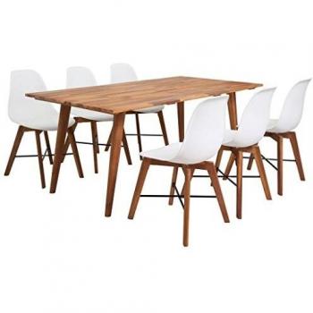 vidaXL Conjunto de comedor madera acacia 7 piezas blanco