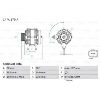 Alternador Bosch 0 986 080 350, 170A, 14V para BMW