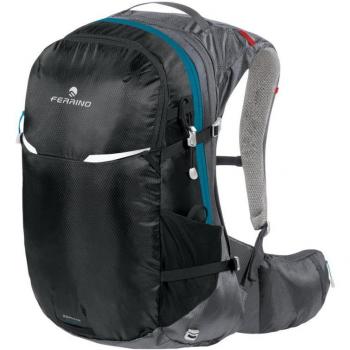 Mochila Ferrino Zephyr 27+3L negra, capacidad de 27 litros ampliable a 30 litros, sistema de ventilación en la espalda, compartimento para hidratación, múltiples bolsillos organizadores, compatible con sistemas de