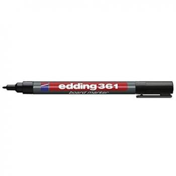 Marcador Edding 361 para Pizarra Blanca, Recargable, Punta Redonda de 1 mm, Color Negro