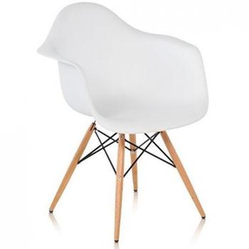 Belssia Sillón, Poliuretano y Madera de Pino, Blanco y Marrón, 62x80x60 cm