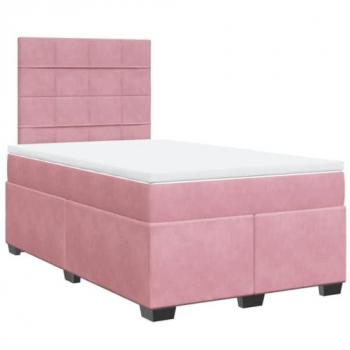 Cama box spring con colchón de muelles terciopelo rosa 120x200 cm