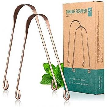 Raspador de Lengua de Cobre,Pack de 2,Limpiador de lengua,Raspador lengua ayurveda,Elimina el Mal Aliento,Limpiador Lingual de Cobre,Y-Kelin