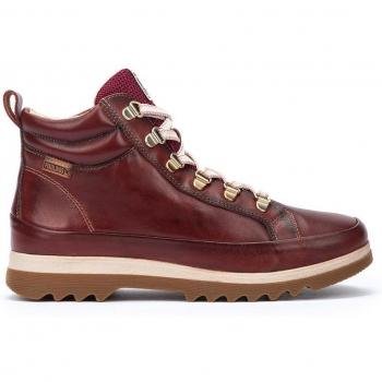 Botines de mujer Pikolinos Vigo Granate con plantilla Memory Foam y detalle de cordones