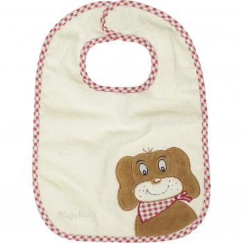 Playshoes 507400 - Babero con cierre de velcro, diseño de perro, 28 x 27 cm, color beige