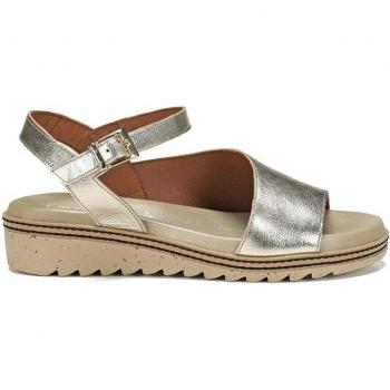 Sandalias de cuña de mujer de piel con adorno