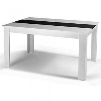 Mesa de comedor rectangular Georgia para 6 personas blanca y gris 140 x 90 cm