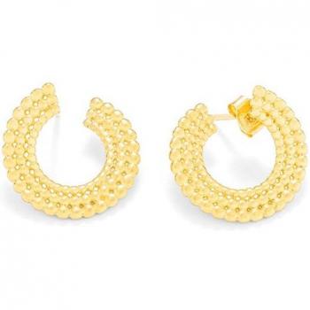 Pendientes Dots de plata dorado con detalles en relieve