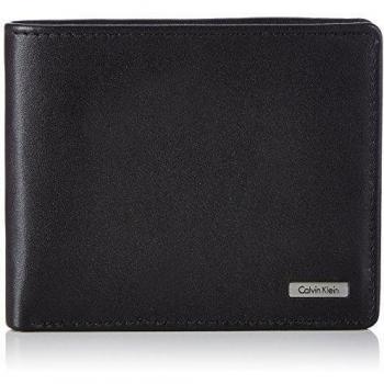 Calvin Klein Jeans RAIL BILLFOLD 10CC - Monedero de cuero hombre, color negro, talla 12x10x2 cm