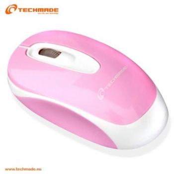 Mouse Óptico USB Rosa Techmade con Diseño Ergonómico y Alta Precisión