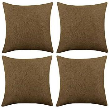 Deconovo Fundas Cojines de Lino Artificial, Suave suntuoso, 4 Piezas 40 x 40 cm Lino