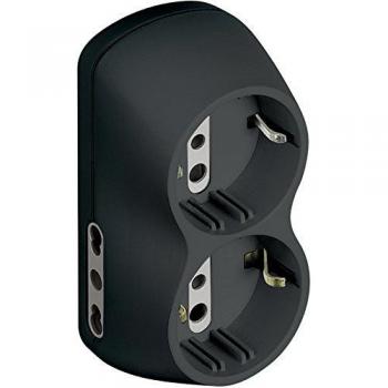 Adaptador Multipresa BTicino S3614G, 2 Prese Bipasso 10/16A y 2 Schuko, Color Antracita