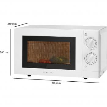 Clatronic 253141 Microondas con Grill, Capacidad 20 L, 5 Niveles de potencias, Blanco, 700W/900W, 1200 W