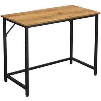 VASAGLE Escritorio, Mesa de Ordenador, Mesa de Oficina pequeña, 100 x 50 x 75 cm, para Estudio, Oficina, Montaje Simple, Acero, Diseño Industrial, Marrón Miel y Negro LWD041B05