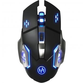 TENMOS T85 Raton Inalambrico Gaming, 2.4G USB LED Recargable Ratón Inalámbrico silencioso óptico, Sleep Automático, Mango Ergonómico, 3 dpi Ajustable, 6 Botones para Mac/PC/Portatil/Ordenador