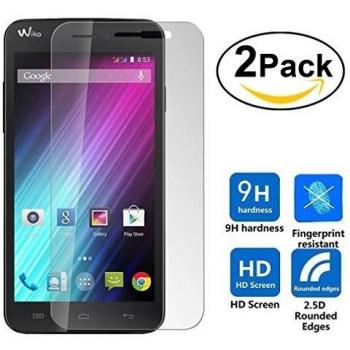 2 Pcs Leathlux Para Wiko Selfy 4G Templado Cristal , Premium Ultra Clear Transparent 9H Delgado 0.26 mm Hardness Tempered Glass Film Película Pantalla Protectora Para Wiko Selfy 4G 4.8