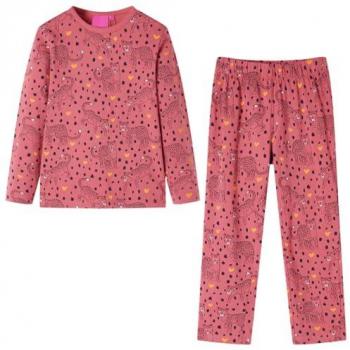 Pijama infantil de manga larga estampado leopardos rosa viejo 104
