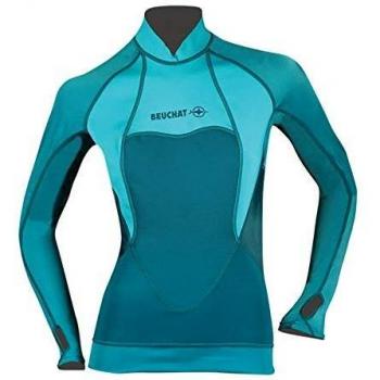 Beuchat - Beuchat Para Mujer Azul Top Neo Atoll, 2 Mm, Manga Larga, Antirayos Uv, Corte Anatómico y Neopreno Ultrastretch + Elastano, Suave y Cómodo, Fácil de Poner