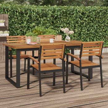 vidaXL Acacia Solid Wood Patio Table with U-Shaped Legs 70.9x35.4x29.5