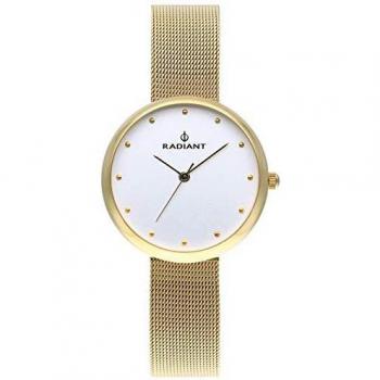 Reloj analógico para Mujer de Radiant. Colección Gimli. Reloj Dorado con Malla milanesa y Esfera Blanca. 3ATM. 34mm. Referencia RA523601.