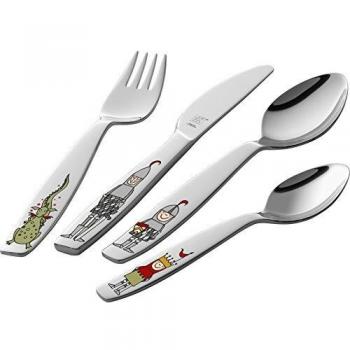 Zwilling Knight Eckbert - Juego de cubertería infantil, 4 piezas con esmalte, en acero inoxidable 18/10