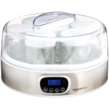 AmazonBasics - Yogurtera con temporizador y 7 tarros