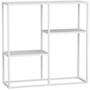 Mesa Consola de Acero con 3 Superficies de Almacenamiento, 80 x 80 x 26 cm, Blanco Mate