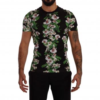 Dolce & Gabbana Black Floral Print Crewneck T-shirt - IT44 | XS
