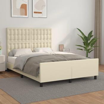 Cama con Cabecera Crema 140x200 cm en Similpelle