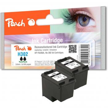 Cartucho de tinta compatible Peach HP 302 BK - Pack de 2 unidades para impresoras HP Envy y OfficeJet