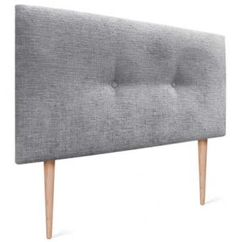 Cabecero Tapizado de Lana Natural con Botones y Patas - 110x105cm - Gris Claro - Acabado de Lujo para Cama en Dormitorio