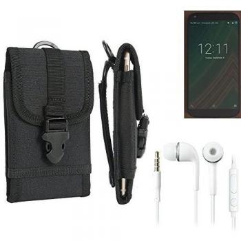 bolsa del cinturón / funda para LG Electronics Google Nexus 5X, negro + Auriculares | caja del teléfono cubierta protectora bolso - K-S-Trade