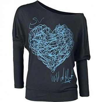 Full Volume by EMP Fast and Loose Mujer Camiseta Manga Larga Negro L, 95% Viscosa, 5% elastán, Ancho