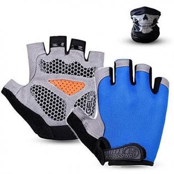 SUXMAN Guantes Bici, Guantes Bicicleta Montaña, Guantes MTB, Guantes Moto Verano, Guantes Gimnasio para Hombres Mujeres de Medio-Dedo Antideslizante