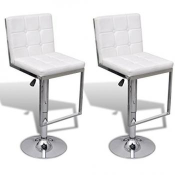 vidaXL Taburete de cocina bar 2 unidades blancas con cuero artificial